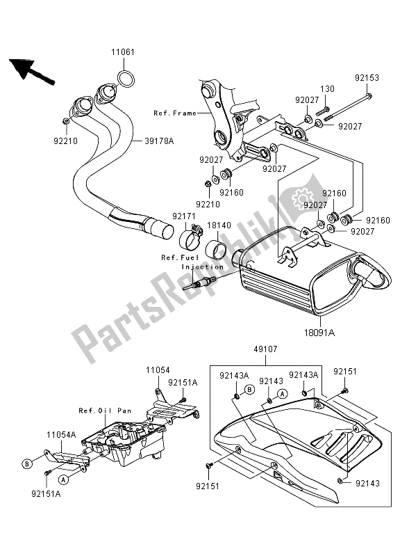 Alle onderdelen voor de Geluiddemper van de Kawasaki ER 6N ABS 650 2008