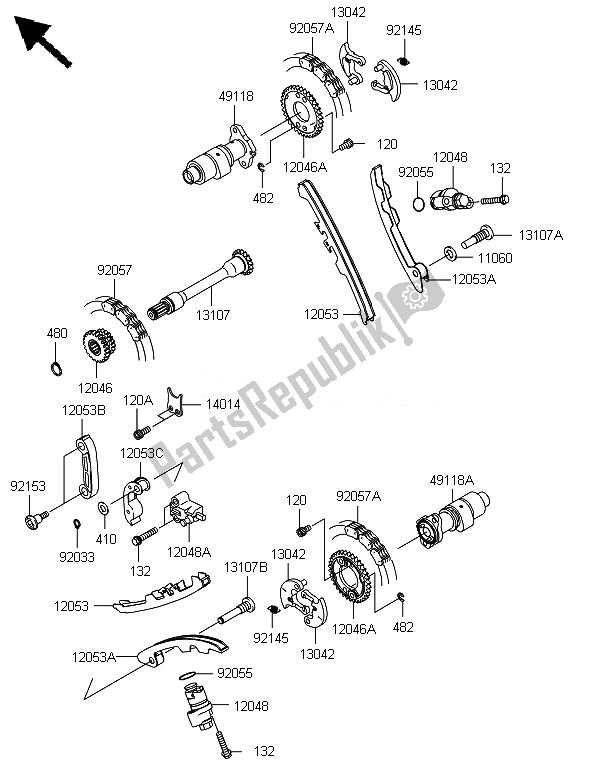 Alle onderdelen voor de Nokkenas (sen) En Spanner van de Kawasaki Brute Force 750 4X4I Epsgef 2014