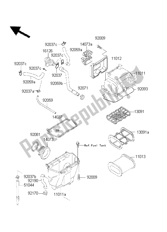 Todas las partes para Filtro De Aire de Kawasaki KLE 500 2001