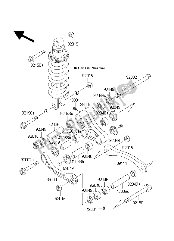 All parts for the Suspension of the Kawasaki ZZ R 600 2001