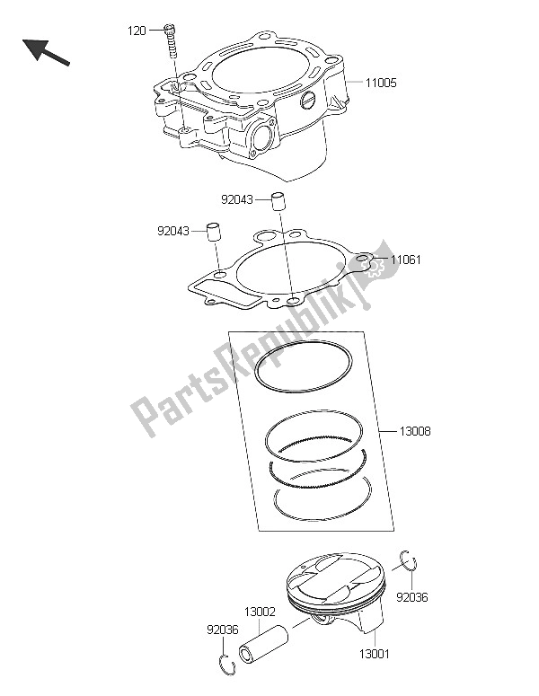 All parts for the Cylinder & Piston(s) of the Kawasaki KLX 450R 2016