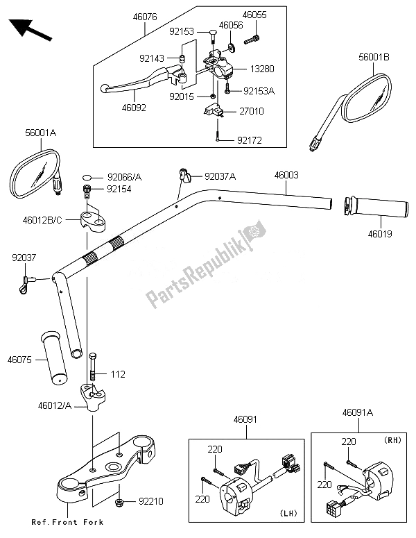 Toutes les pièces pour le Guidon du Kawasaki VN 900 Classic 2014