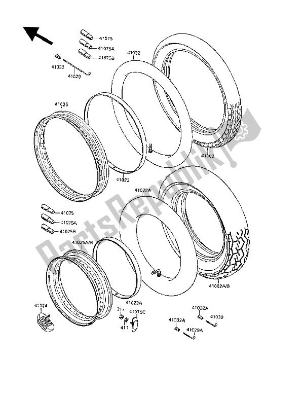 Tutte le parti per il Pneumatico del Kawasaki VN 15 SE 1500 1991