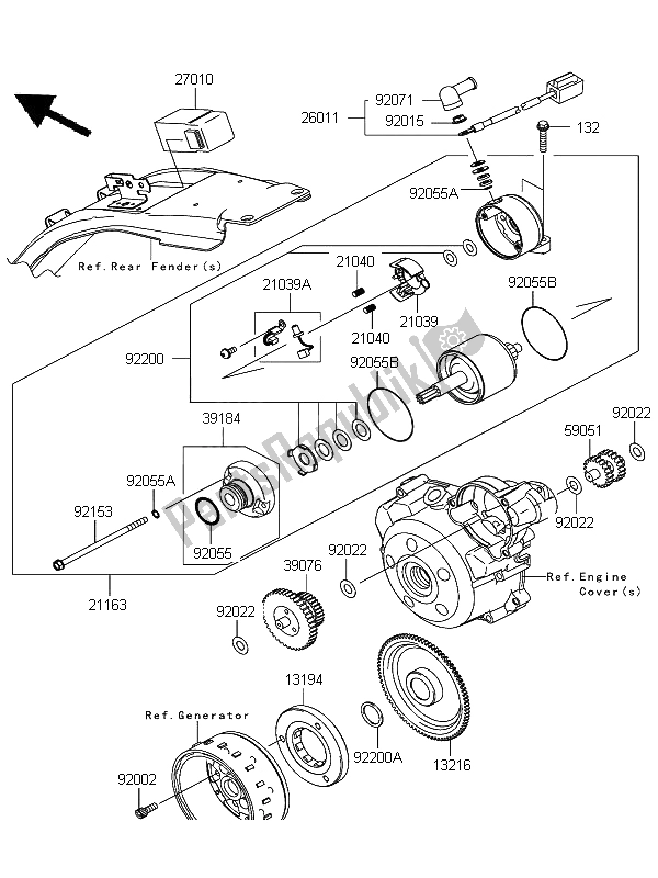 Alle onderdelen voor de Startmotor van de Kawasaki D Tracker 125 2012