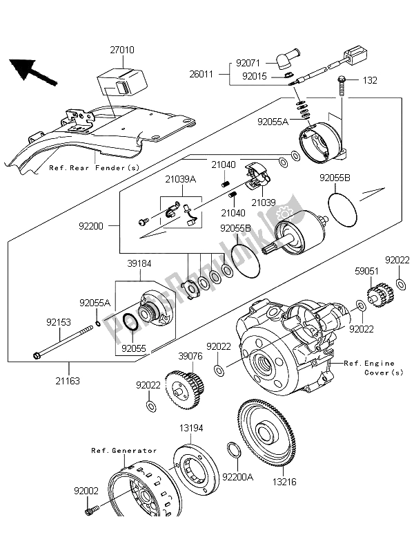 Toutes les pièces pour le Démarreur du Kawasaki D Tracker 125 2012