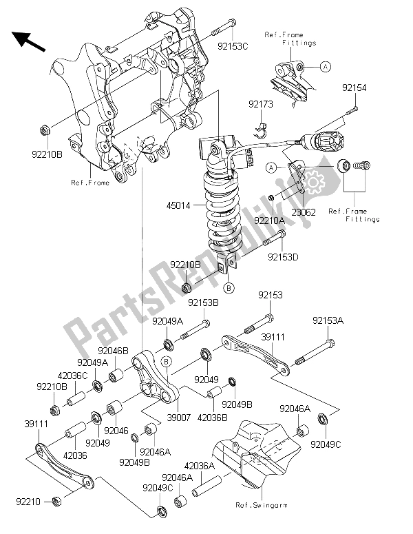 All parts for the Suspension & Shock Absorber 2 of the Kawasaki ZZR 1400 ABS 2015