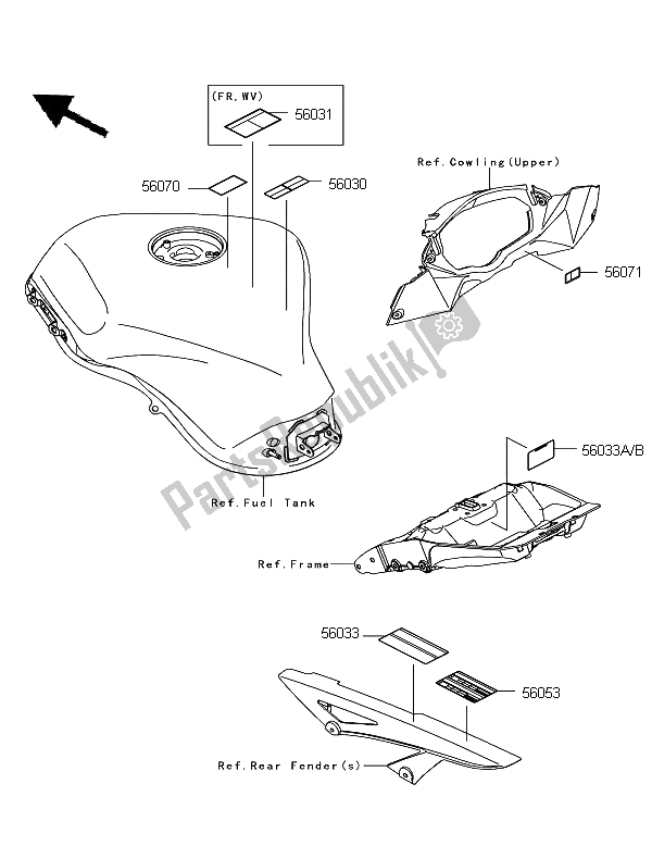 All parts for the Labels of the Kawasaki Z 1000 SX ABS 2012