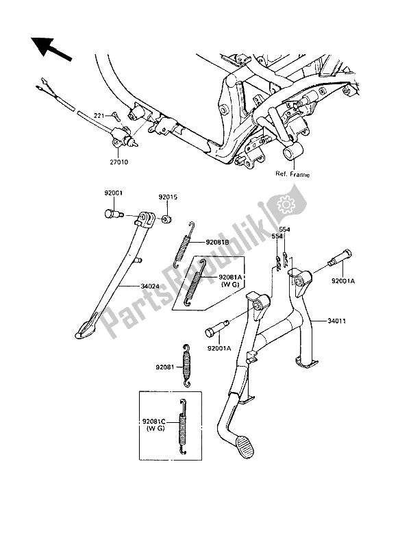 Todas las partes para Stand (s) de Kawasaki LTD 450 1989