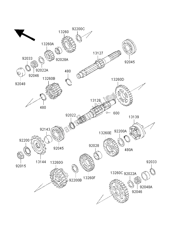 All parts for the Transmission of the Kawasaki ZRX 1100 1998