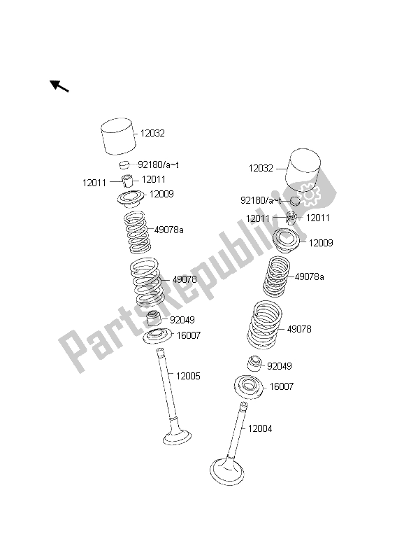 All parts for the Valve of the Kawasaki KLX 300R 2002