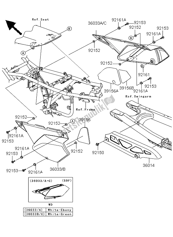 All parts for the Side Covers & Chain Cover of the Kawasaki KLX 250 2009