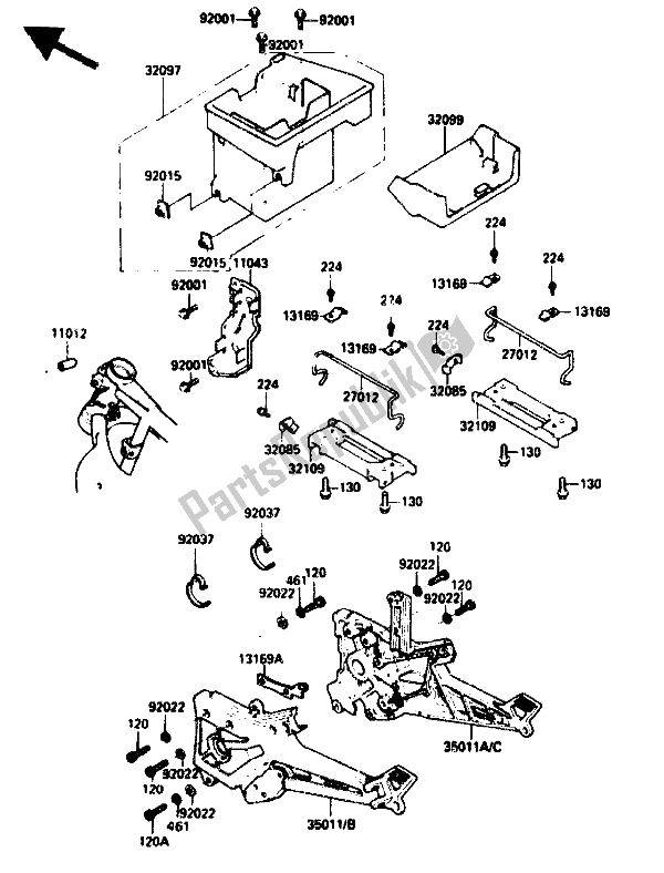 Tutte le parti per il Custodia Della Batteria del Kawasaki GPZ 750R 1985