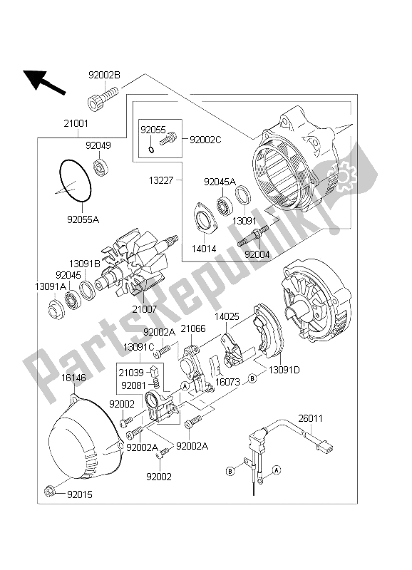 Alle onderdelen voor de Generator van de Kawasaki 1000 GTR 2003