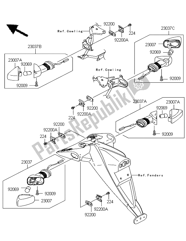 Toutes les pièces pour le Clignotants du Kawasaki Z 750 ABS 2011