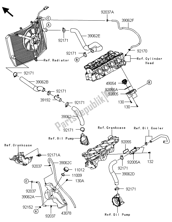 Tutte le parti per il Tubo Dell'acqua del Kawasaki Ninja ZX 6R ABS 600 2013