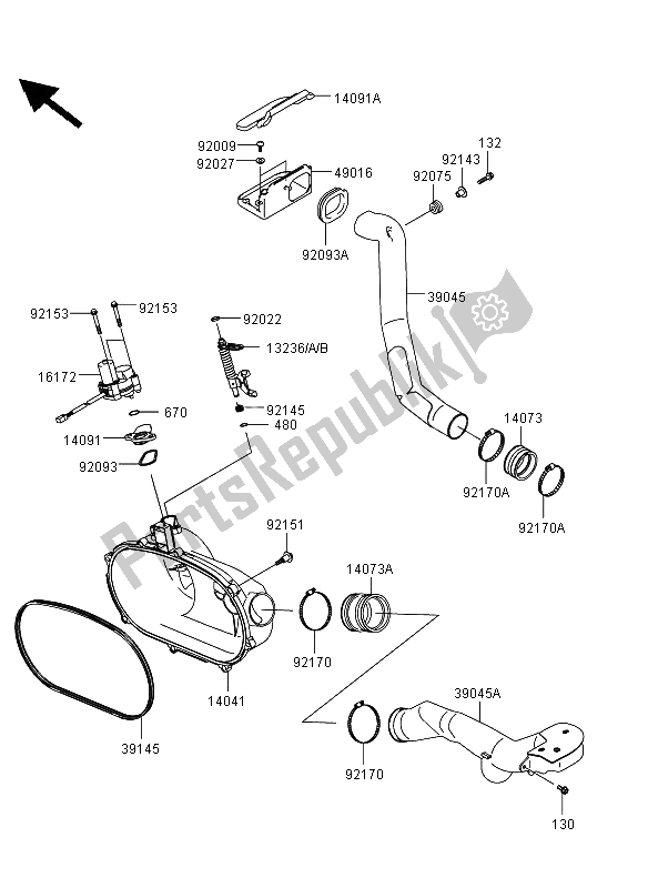 All parts for the Converter Cover of the Kawasaki KVF 360 4X4 2012