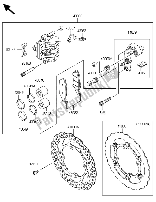 Tutte le parti per il Freno Anteriore del Kawasaki KX 450F 2014