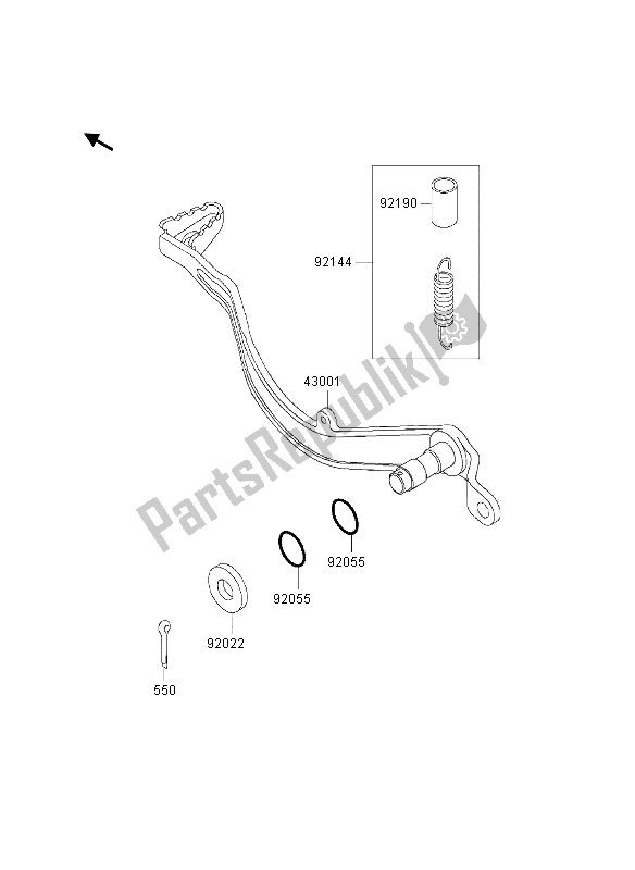 All parts for the Brake Pedal of the Kawasaki KLX 300R 1997