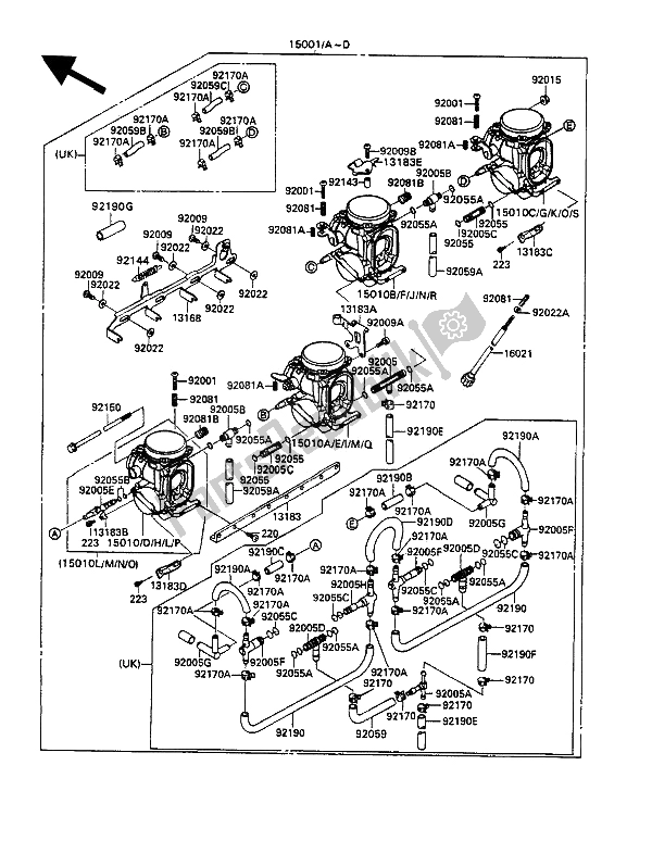 Tutte le parti per il Carburatore del Kawasaki ZXR 750 1990