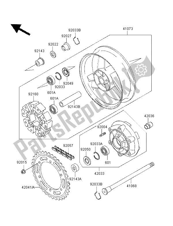 Todas las partes para Buje Trasero de Kawasaki ZZR 1100 1996