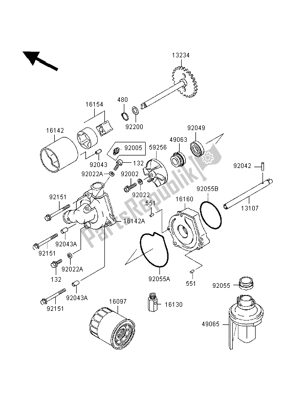 All parts for the Oil Pump of the Kawasaki Ninja ZX 6R 600 1998