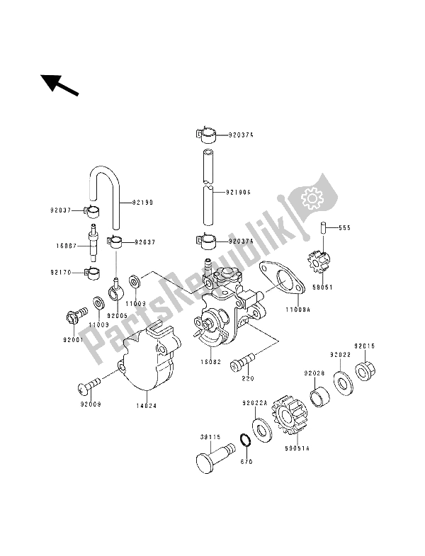 Tutte le parti per il Pompa Dell'olio del Kawasaki KDX 125 1991