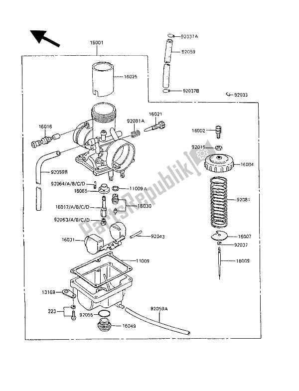 Todas as partes de Carburador do Kawasaki KX 60 1989