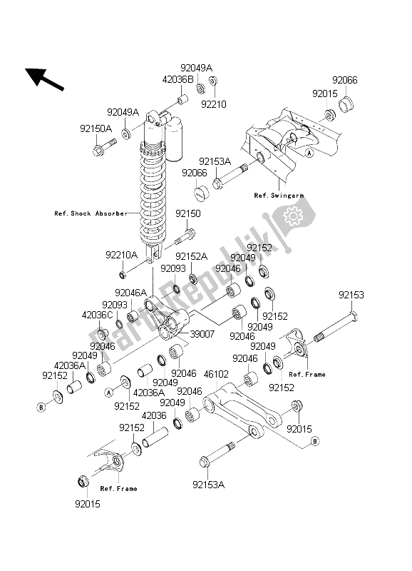 All parts for the Suspension of the Kawasaki KX 125 2004