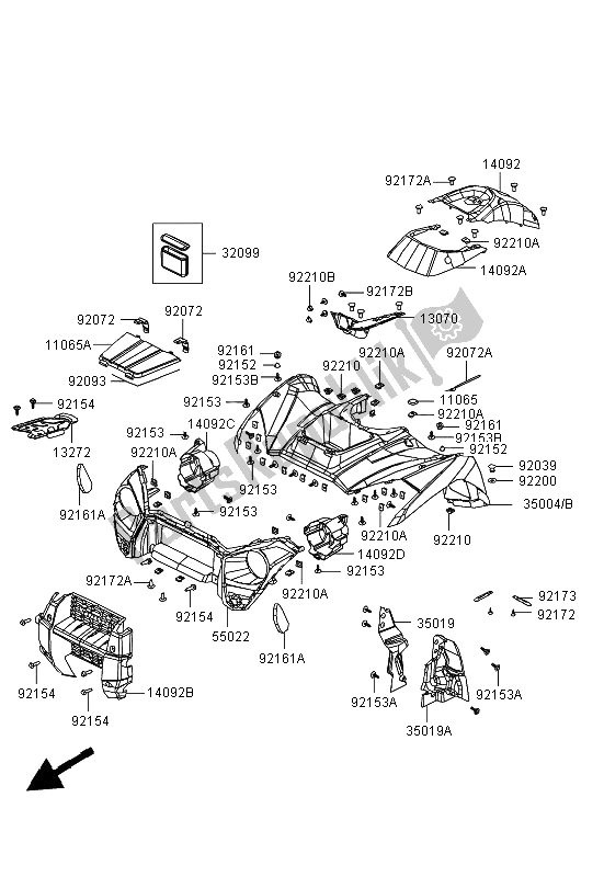 Wszystkie części do Przedni B? Otnik (y) Kawasaki KVF 300 2013