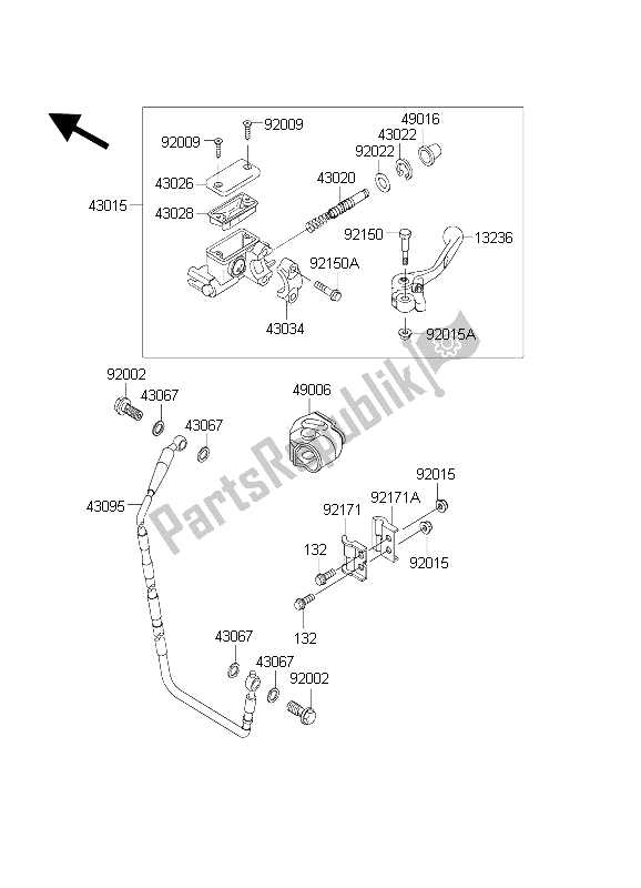 Toutes les pièces pour le Maître-cylindre Avant du Kawasaki KX 250 2004