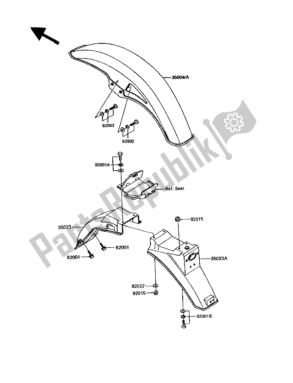 All parts for the Fender of the Kawasaki GPZ 305 Belt Drive 1991