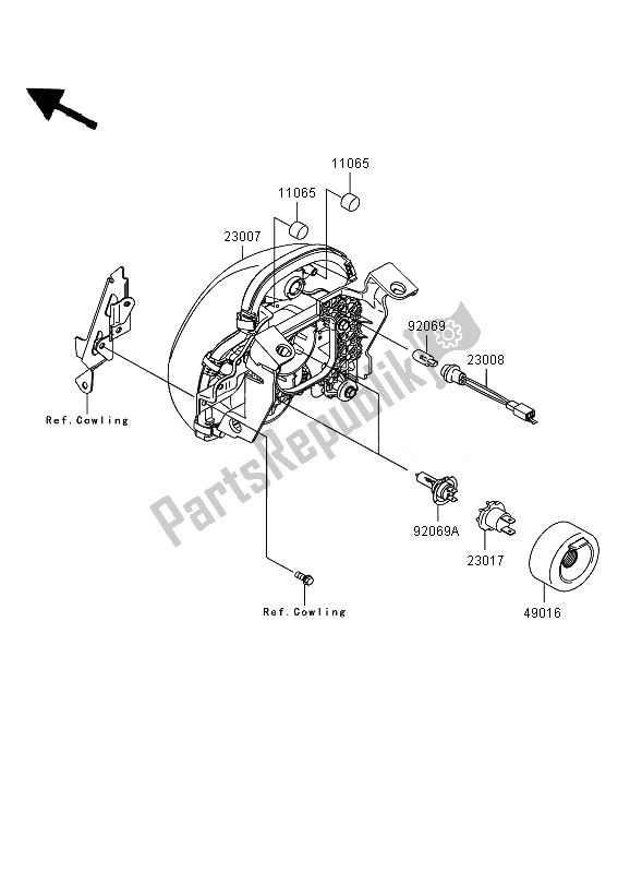 Toutes les pièces pour le Phare du Kawasaki ER 6N 650 2007