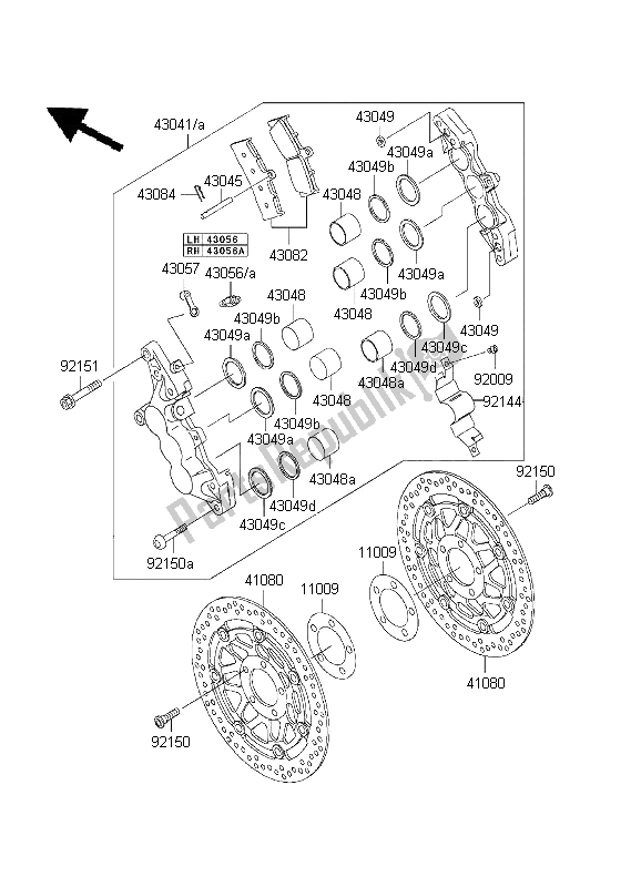 All parts for the Front Brake of the Kawasaki Ninja ZX 12R 1200 2001