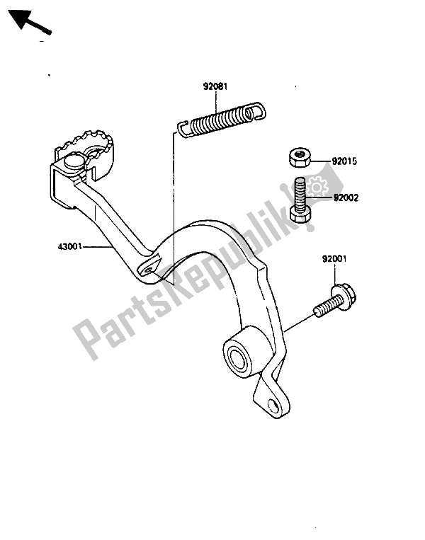 Todas as partes de Pedal De Freio do Kawasaki KX 250 1986