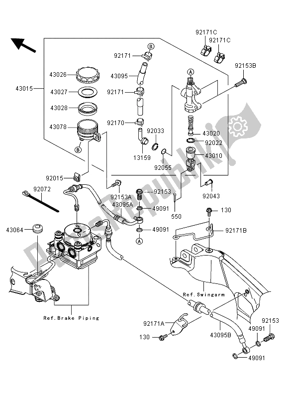 All parts for the Rear Master Cylinder of the Kawasaki Versys ABS 650 2008