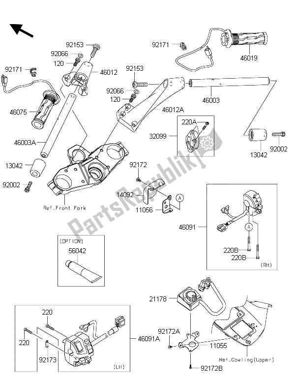 Tutte le parti per il Manubrio del Kawasaki 1400 GTR ABS 2015