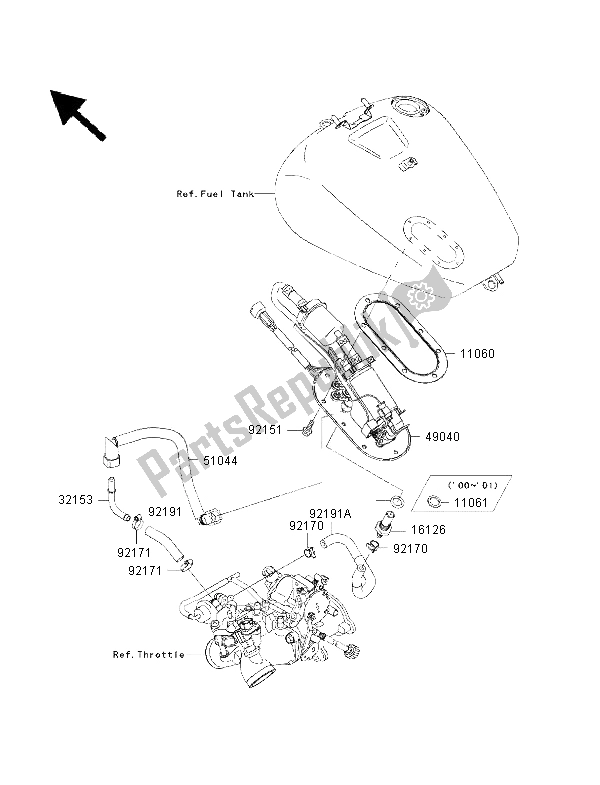 All parts for the Fuel Pump of the Kawasaki VN 1500 Classic FI 2001