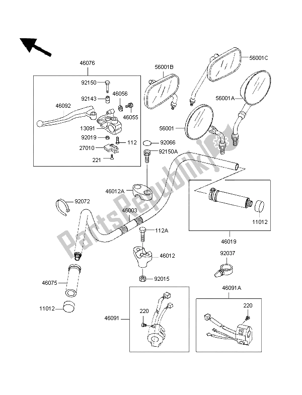 Toutes les pièces pour le Guidon du Kawasaki VN 800 1997