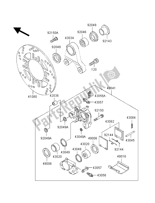 Tutte le parti per il Freno Posteriore del Kawasaki ZXR 400 1998