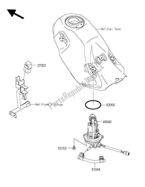 All parts for the Fuel Pump of the Kawasaki KLX 125 2015