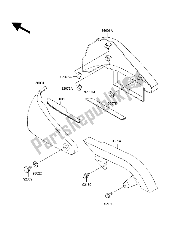 Tutte le parti per il Coperture Laterali E Copertura A Catena del Kawasaki VN 800 1997