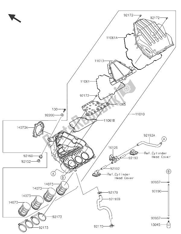 All parts for the Air Cleaner of the Kawasaki Z 1000 ABS 2016