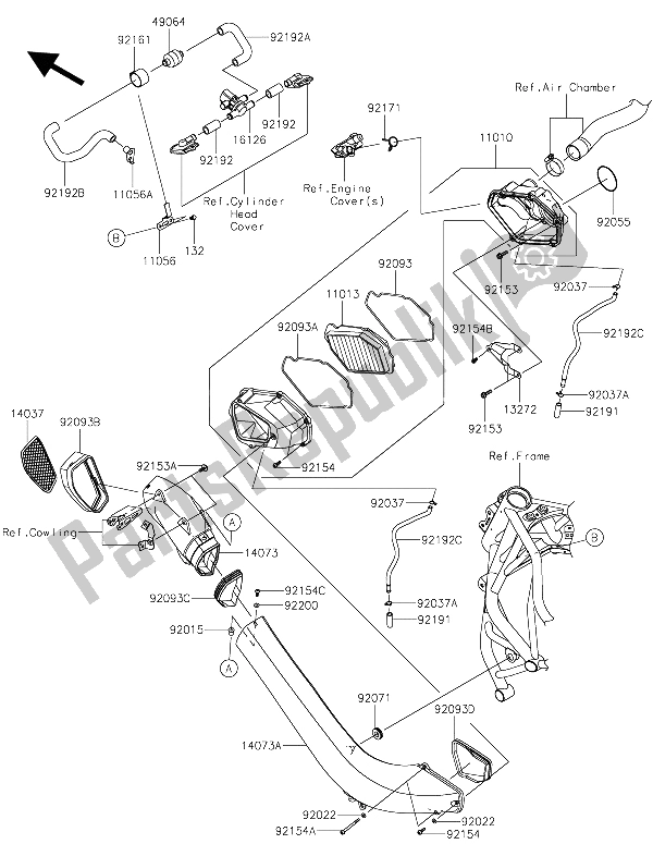 Tutte le parti per il Filtro Dell'aria del Kawasaki Ninja H2 1000 2015