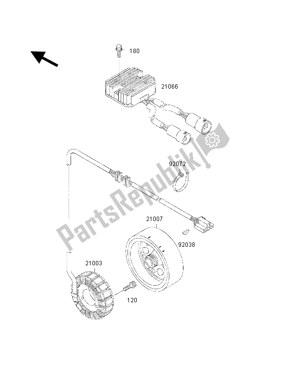 All parts for the Generator of the Kawasaki KVF 300 2002