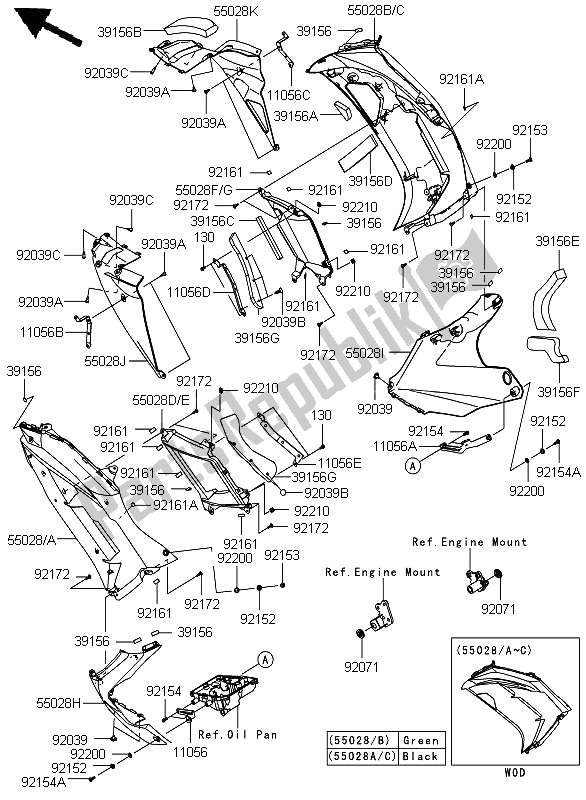 Todas las partes para Capota Baja de Kawasaki ER 6F ABS 650 2012