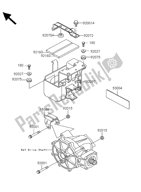 Alle onderdelen voor de Frame Hulpstukken van de Kawasaki KLF 300 4X4 2004