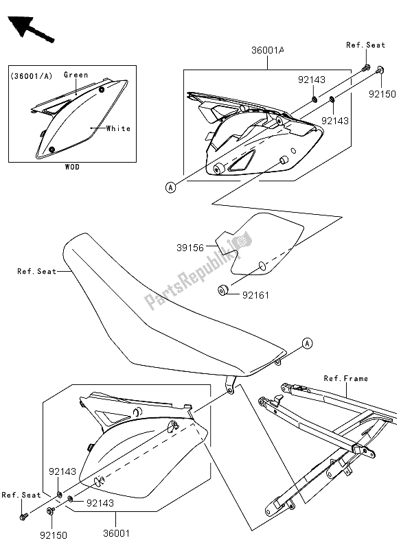 All parts for the Side Covers of the Kawasaki KX 450F 2011