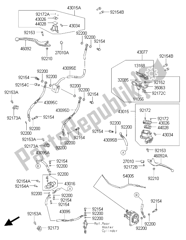 Tutte le parti per il Pompa Freno Anteriore del Kawasaki Brute Force 300 2015