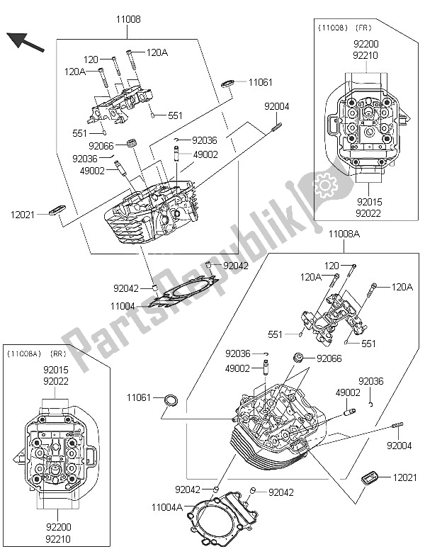 All parts for the Cylinder Head of the Kawasaki Vulcan 1700 Nomad ABS 2016
