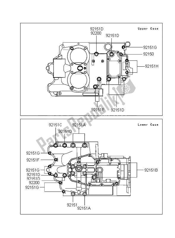 All parts for the Crankcase Bolt Pattern of the Kawasaki W 650 2006